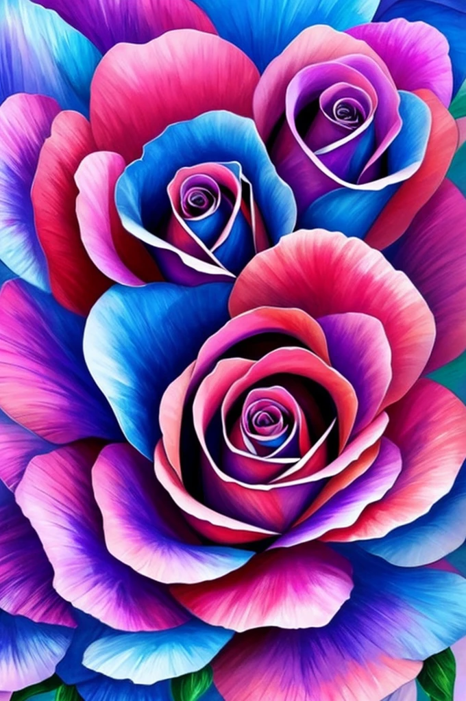 a painting of a rose with purple and blue flowers, beautiful color art!, beautiful!!! digital art, beautiful gorgeous digital art, beautiful detail and color, gorgeous digital art, gorgeous colors, magical colorful flowers, rich flower colors, beautiful digital art, ✏️🎨, beautiful vibrant colors, with beautiful colors, wow it is beautiful, magical flowers, very beautiful digital art