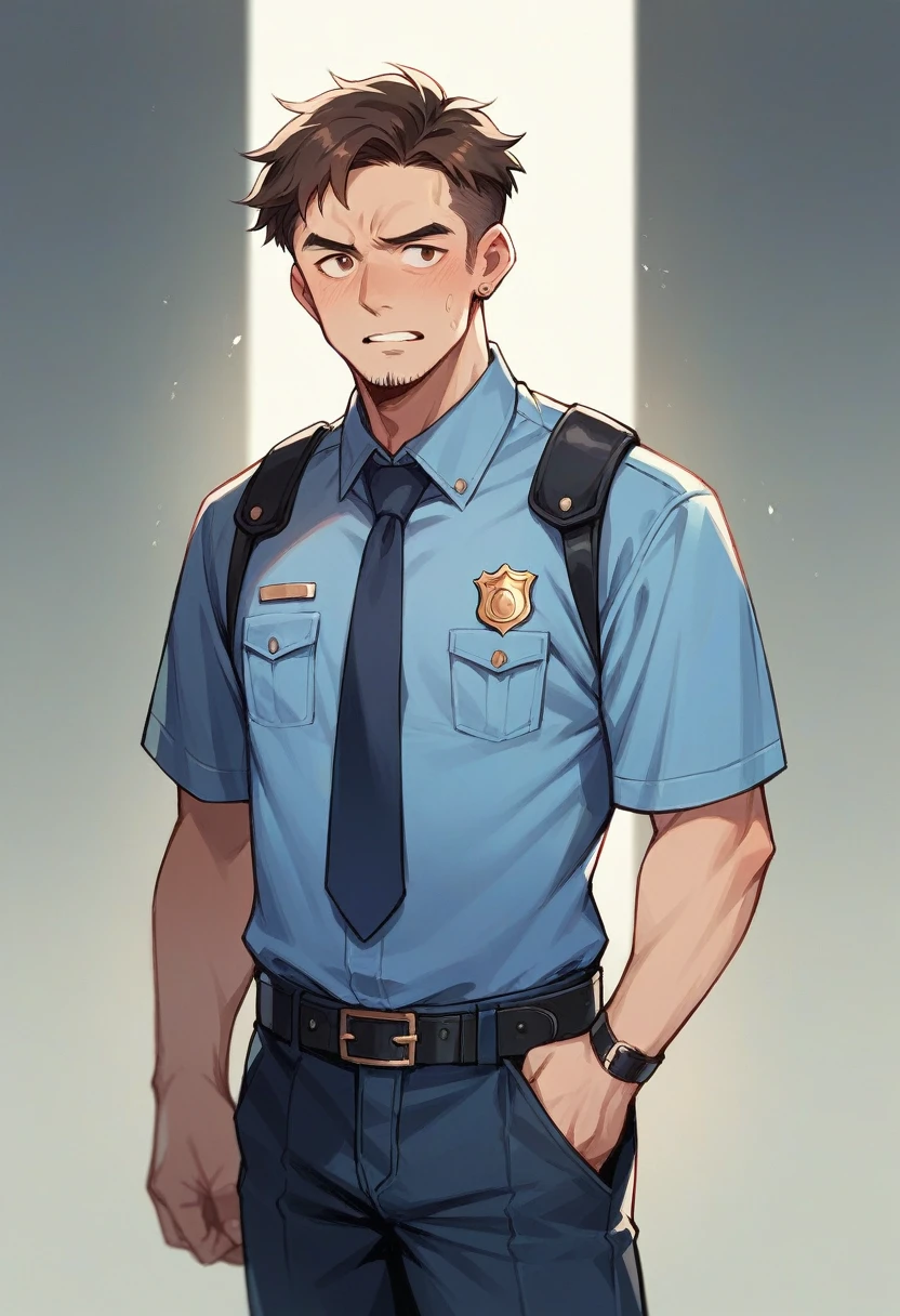 Make a 56-year-old man, with short brown hair and he is a police officer