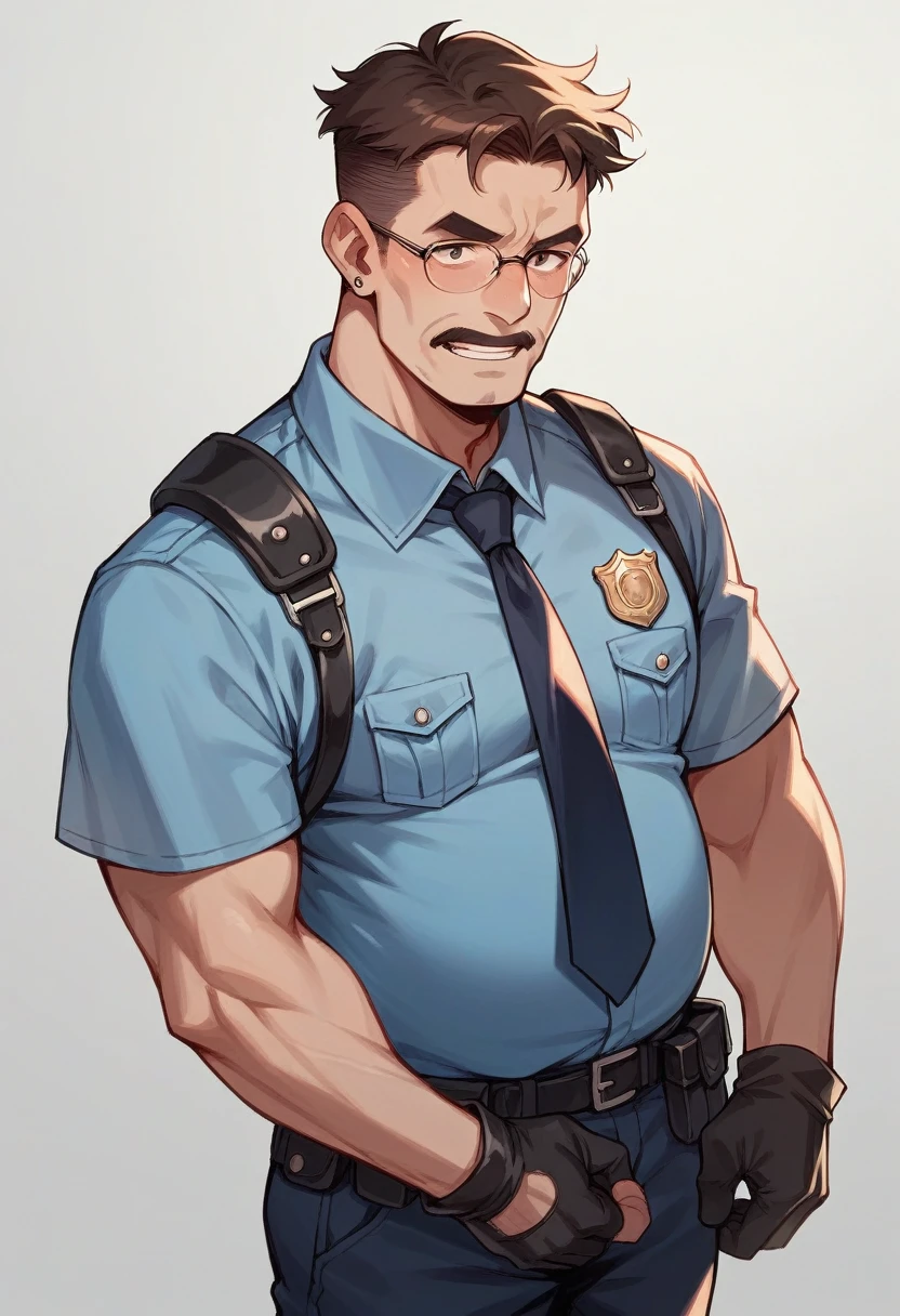 Make a 56-year-old man, with short brown hair and he is a police officer