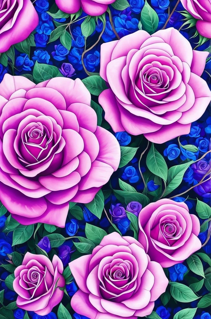 a painting of a rose with purple and blue flowers, beautiful color art!, beautiful!!! digital art, beautiful gorgeous digital art, beautiful detail and color, gorgeous digital art, gorgeous colors, magical colorful flowers, rich flower colors, beautiful digital art, ✏️🎨, beautiful vibrant colors, with beautiful colors, wow it is beautiful, magical flowers, very beautiful digital art