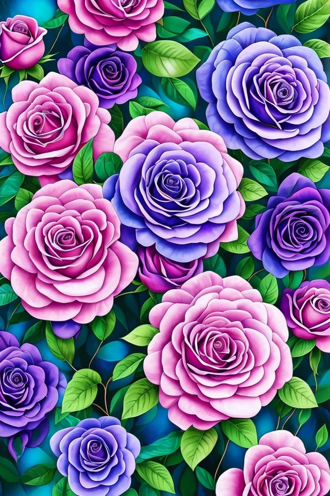 a painting of a rose with purple and blue flowers, beautiful color art!, beautiful!!! digital art, beautiful gorgeous digital art, beautiful detail and color, gorgeous digital art, gorgeous colors, magical colorful flowers, rich flower colors, beautiful digital art, ✏️🎨, beautiful vibrant colors, with beautiful colors, wow it is beautiful, magical flowers, very beautiful digital art
