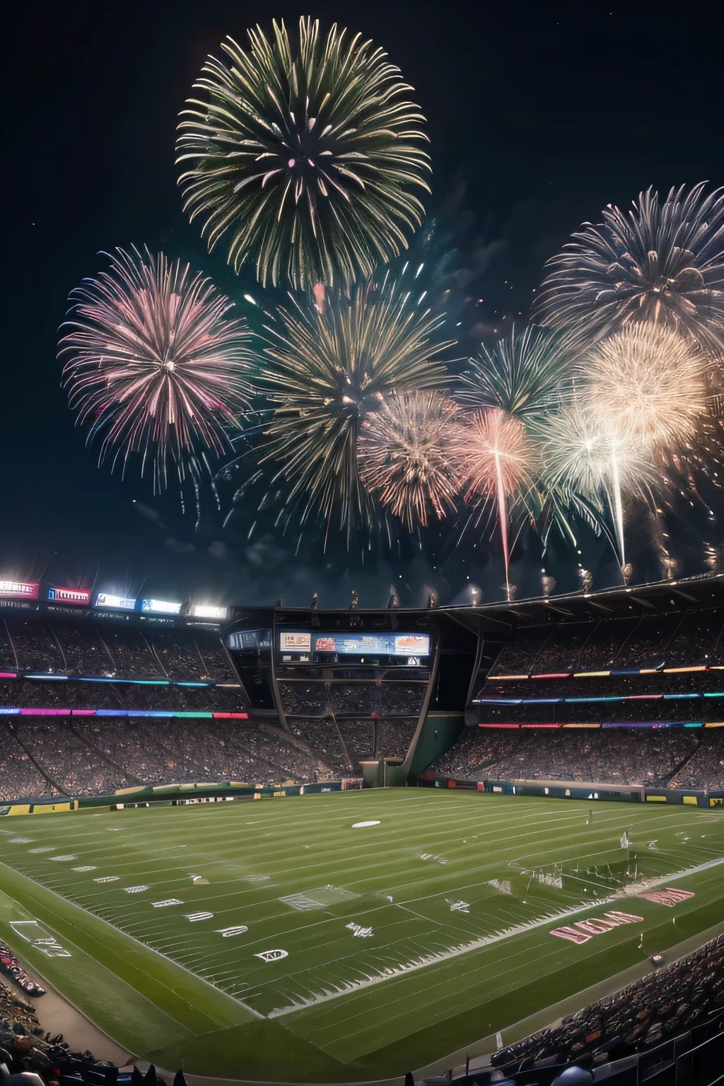 NFL green packers stadium at night with fireworks