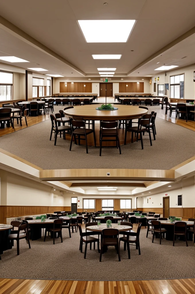 Floor plan of The venue will be set up banquet-style with round tables seating 6-8 guests each, designed to encourage interaction and reminiscing. A central area will feature a display of old yearbooks, class projects, and memorabilia.