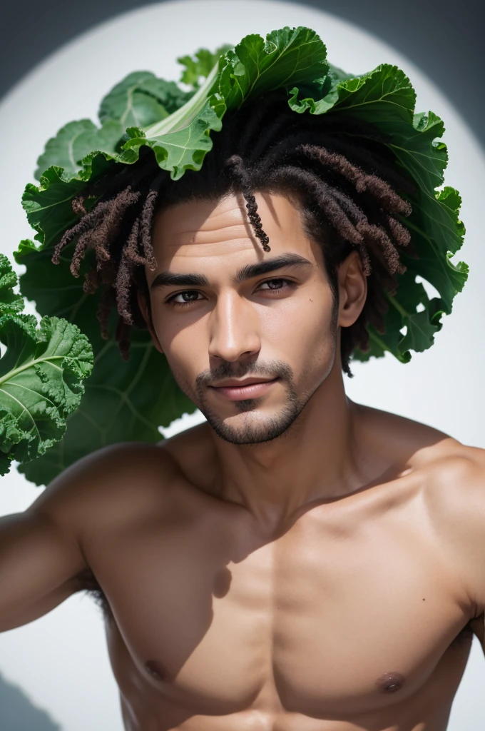 healed man, Kale, showing off to the camera, 4K, sharp, comely 