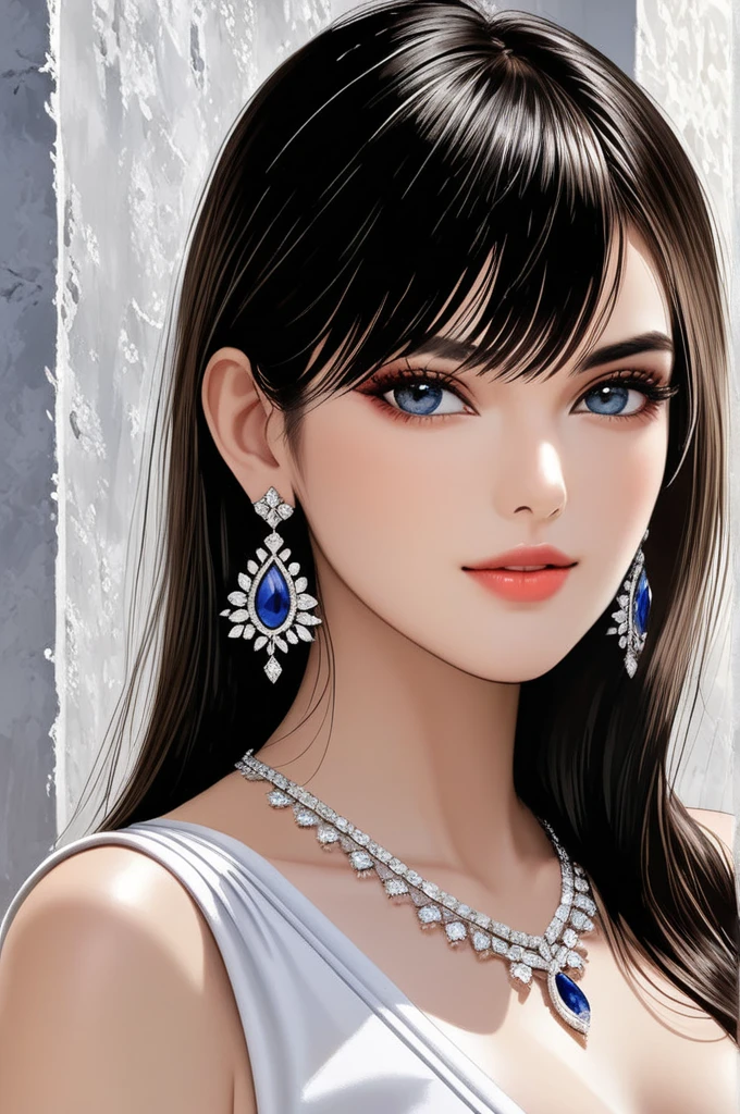 ((1woman, mature,single hair braid,saree, silver long  jhumka earrings , detailed alluring eyes, smooth detailed lips, beautiful face, smiling ,red lipstick ,navel,bangles,blue ribbon, sagging breasts , cleavage 