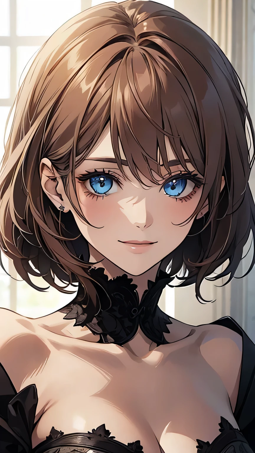 (top quality,A high resolution,Very detailed),1 girl, Beautiful and elegant light blue eyes, Brown hair, cold smile,Medium hair, I&#39;m wearing a suit,secretary, mature woman, age 25,cruel smile, Peace of mind and Peace of mind, a slim body,, pale complexion, Thin, Peace of mind, in the lab,You are working on a tablet
