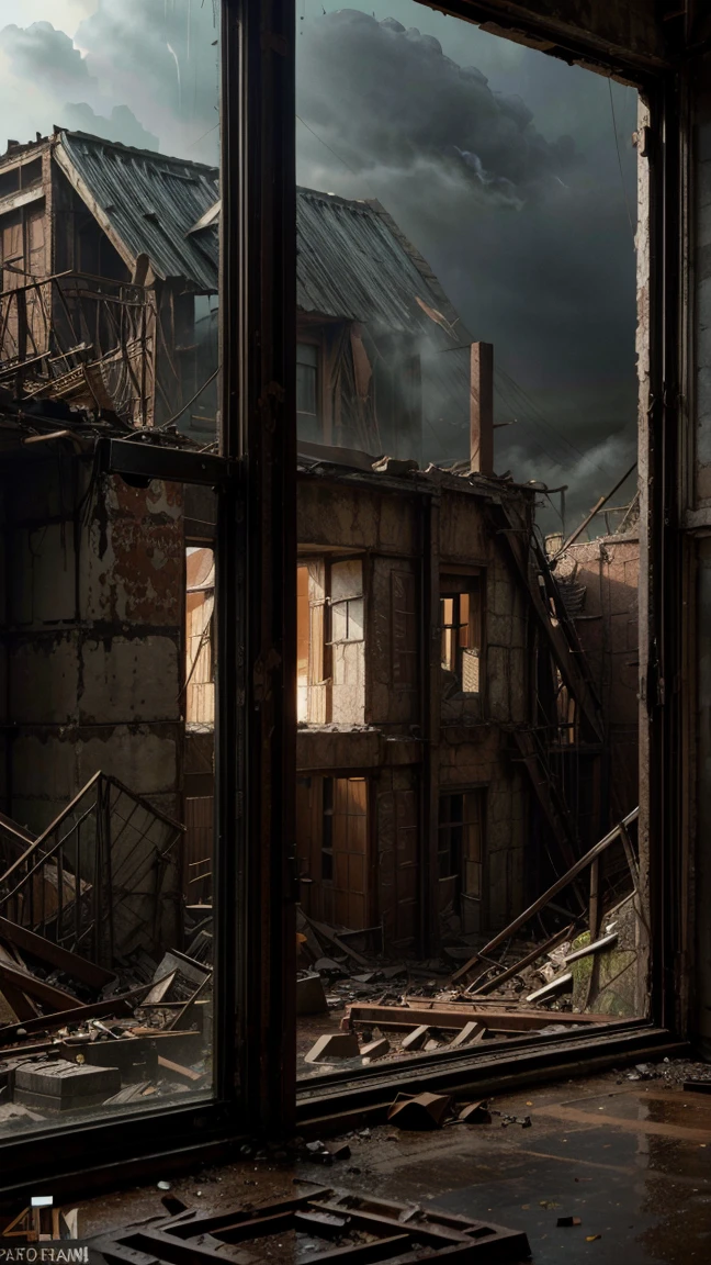 a dilapidated factory, ancient and rusted machinery, collapsed roofs, dust and cobwebs in every corner, broken and dirty windows, dramatic lighting, grungy, moody, cinematic, dramatic angles, high contrast, muted color palette, weathered textures, (best quality,4k,8k,highres,masterpiece:1.2),ultra-detailed,(realistic,photorealistic,photo-realistic:1.37)