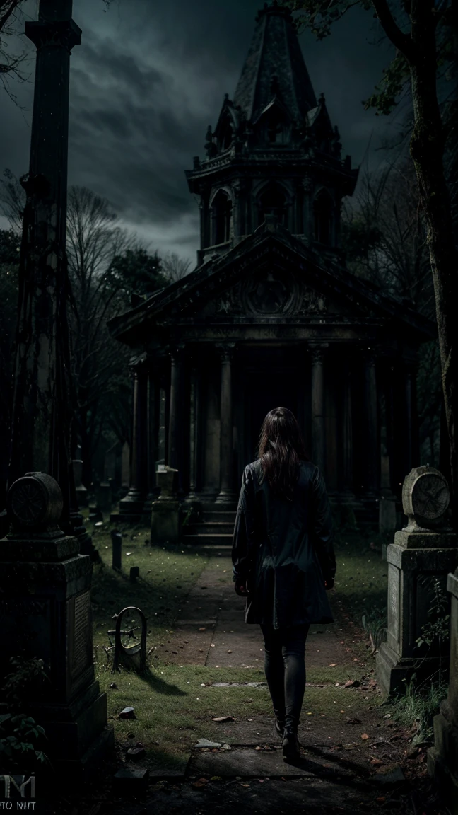cinematic, abandoned cemetery, fallen and cracked gravestones, open and empty mausoleums, dead vegetation, thick fog covering everything, atmospheric, dramatic lighting, moody colors, gothic architecture, intricate details, eerie ambience, (best quality,4k,8k,highres,masterpiece:1.2),ultra-detailed,(realistic,photorealistic,photo-realistic:1.37),dark and gloomy, melancholic mood, overgrown and neglected, haunting presence, mysterious and mystical