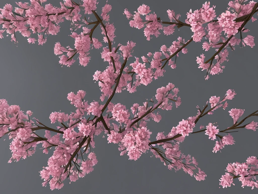 a web page style elements , including some cherry flower with 3d unfocused tech objets, 4k quality, no letters at all.