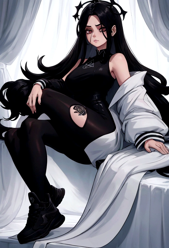 Age 22, white skin girl, almost speaks, Bblack hair, extremely long hair, Cramped, black pantyhose, black sneakers, Bblack hair, hair between the eyes, White hair, cloused mouth, range, cabelo bagunçado saia formal Bblack hair grande extremely long hair olhos cinzas olhos cinzas olhos cinzas