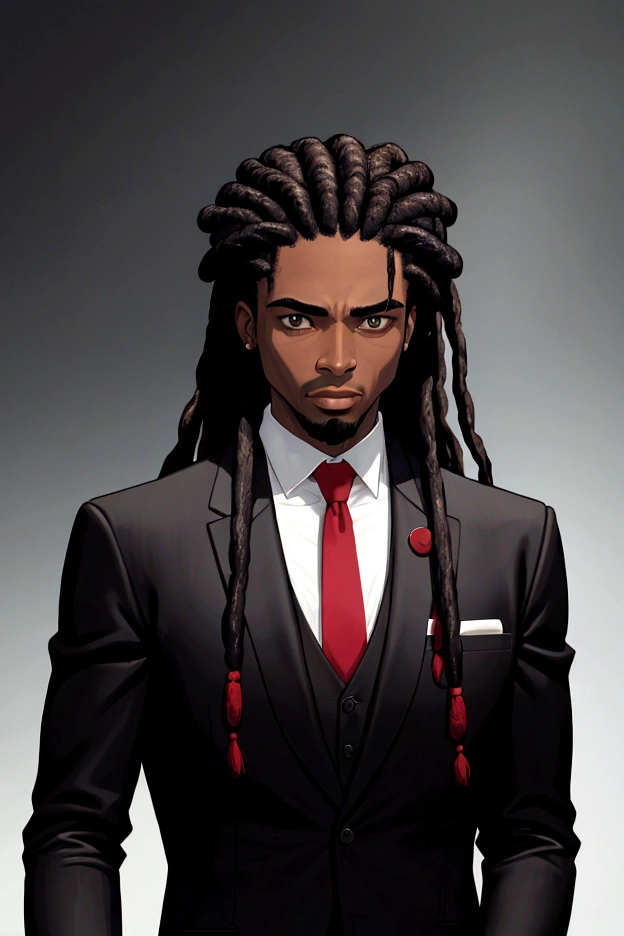 Crie um homem negro com dreds de terno