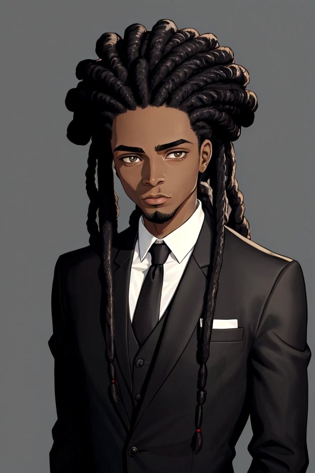 Crie um homem negro com dreds de terno