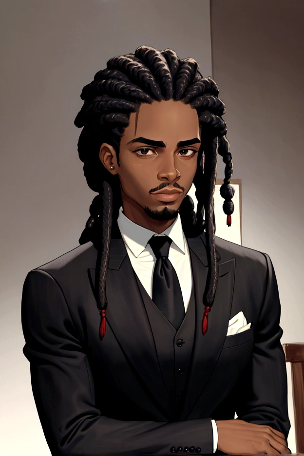 Crie um homem negro com dreds de terno