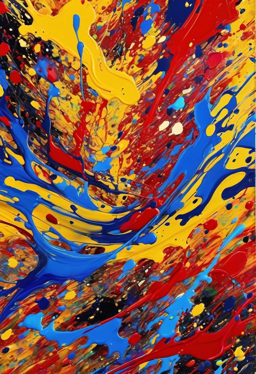 a painting of the euro 2024 winners,abstract expressionism,jackson pollock style,vivid colors,dripping paint,action painting,textured canvas,impasto,emotional,4k,8k,masterpiece
