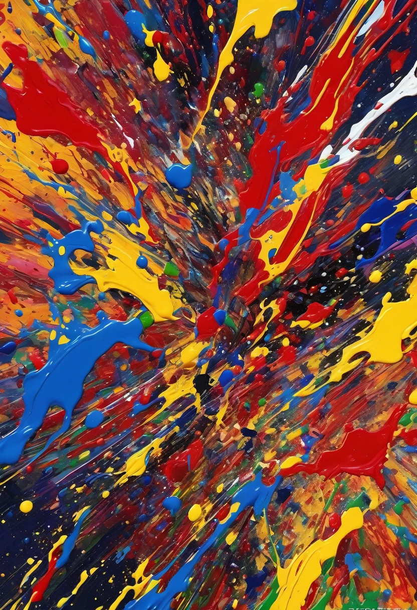 a painting of the euro 2024 winners,abstract expressionism,jackson pollock style,vivid colors,dripping paint,action painting,textured canvas,impasto,emotional,4k,8k,masterpiece