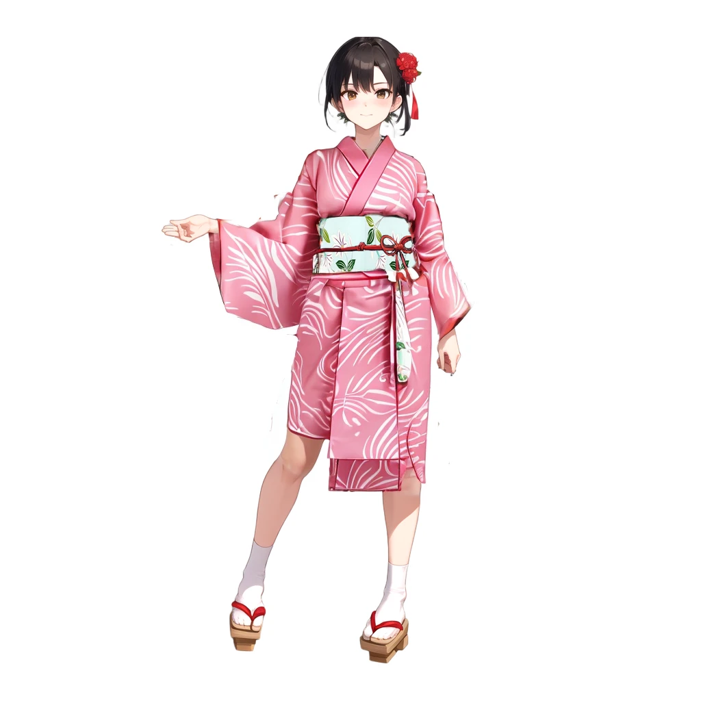 Simple pink arrow pattern（Yarasuri）Please change to a patterned yukata.。