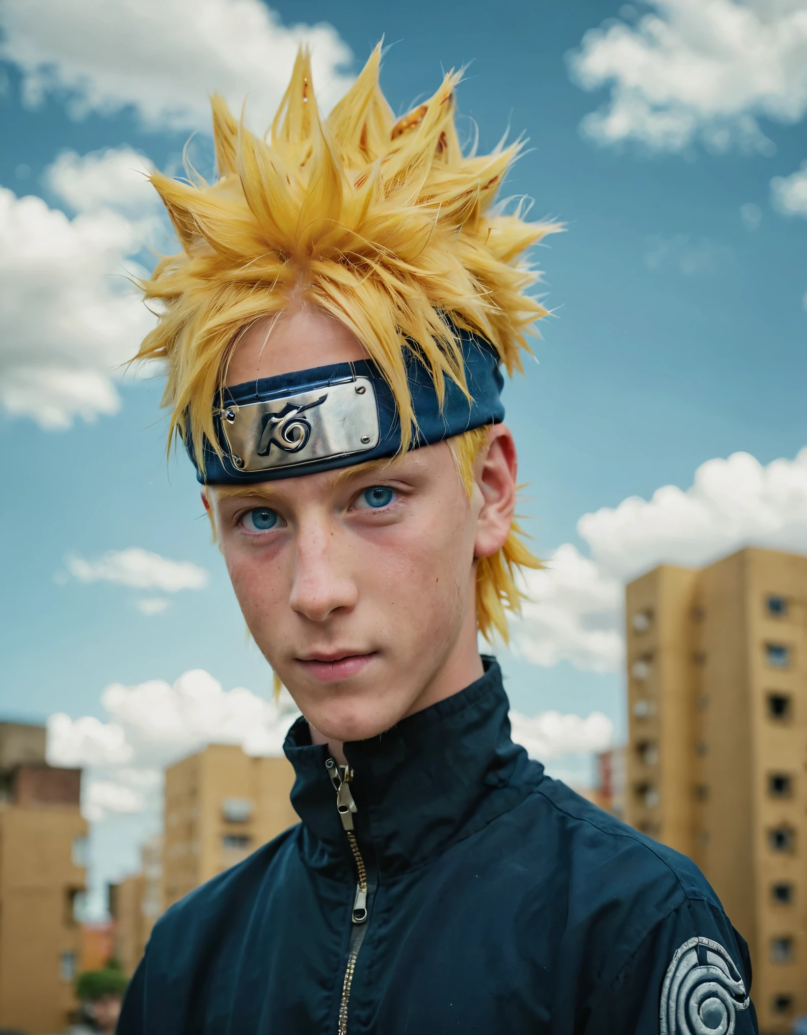 Portrait of a boy with yellow hair and blue eyes posing for a picture, naruto uzumaki, (highly detailed face:1.4) (smile:0.7) (background inside dark, moody, private study:1.3) POV, by lee jeffries, nikon d850, film stock photograph ,4 kodak portra 400 ,camera f1.6 lens ,rich colors ,hyper realistic ,lifelike texture, dramatic lighting , cinestill 800