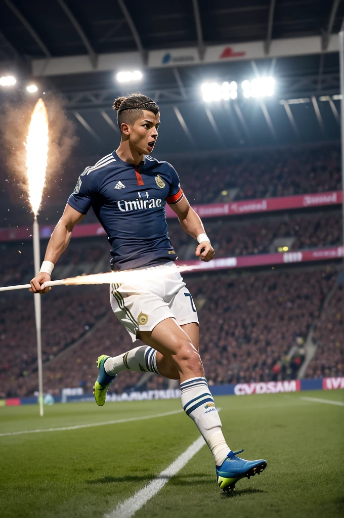 Create an image of a person launching the cr7 