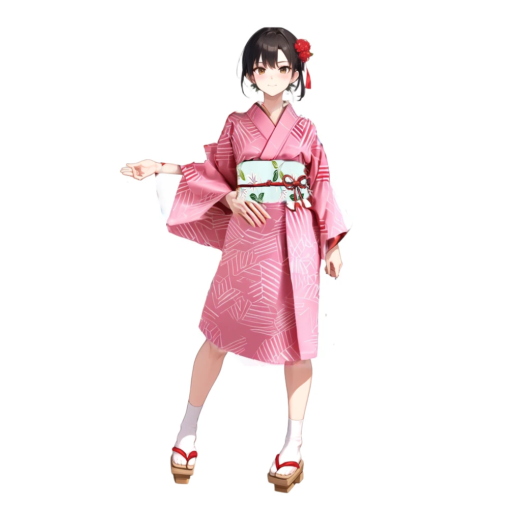 Simple pink arrow pattern(Yarasuri)Please change to a patterned yukata.。