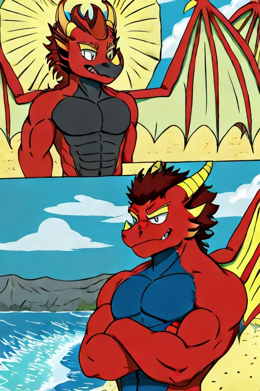 Comic book style with multiple story panels for the user to read along with, Jonathan the red dragon with wings and a black chest and has brown hair on his head
Comic book style with multiple story panels for the user to read along with, My Hero Academia art style, Jonathan the red dragon with wings and a black chest and has brown hair on his head, My Hero Academia art style