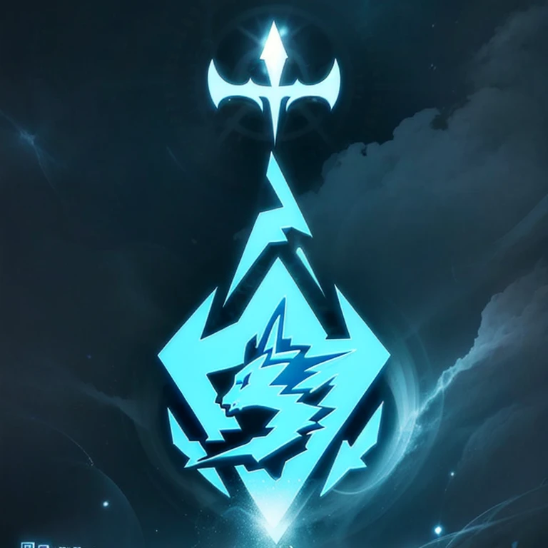 a logo using a featured lightning bolt design, very simple for a lightning faction in an RPG world, thunder emblem, only light blue color, hectic, frantic, posh, high qualiy, com fundo branco