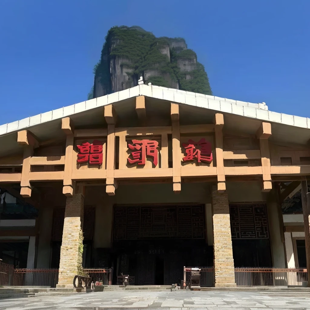  Full view, View from below, Zhangjiajie, Chinese Architecture, Watch from below, From the outside, Photo taken in 2 0 2 0, Ground view, Ground view, View from the ground，Oil painting style，Color Draft