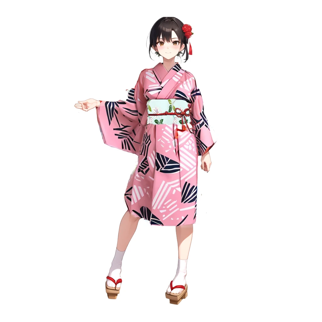Simple pink arrow pattern(Yarasuri)Please change to a patterned yukata.。