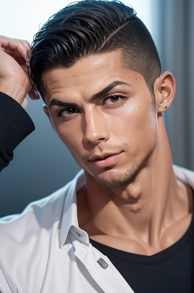 "Create an image of a man licking Cristiano Ronaldo (cr7), what's cool."