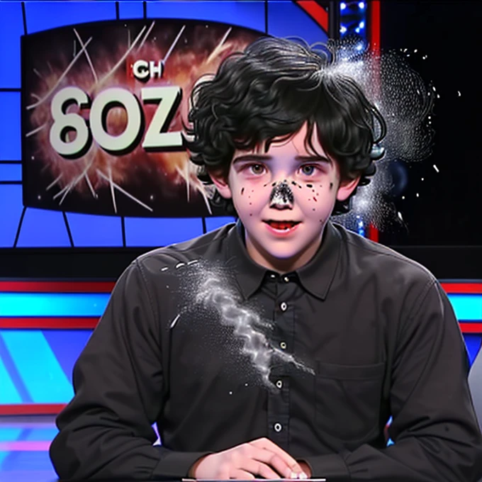 Boy covered in soot caught in exploding answer seat on quiz show