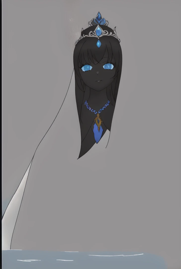 There is a cartoon，A woman in black，Wearing a blue crown, Inspired by cold plum, Moon Goddess, ((Beautiful fantasy queen)), Moon Goddess, Princess &quot;Kidda&quot; Kidagash, Moon Goddess, Eyes sparkling, Moon Themed Clothing, Goddess of the Underworld, Blue skin, Glowing black halo, Dark Princess