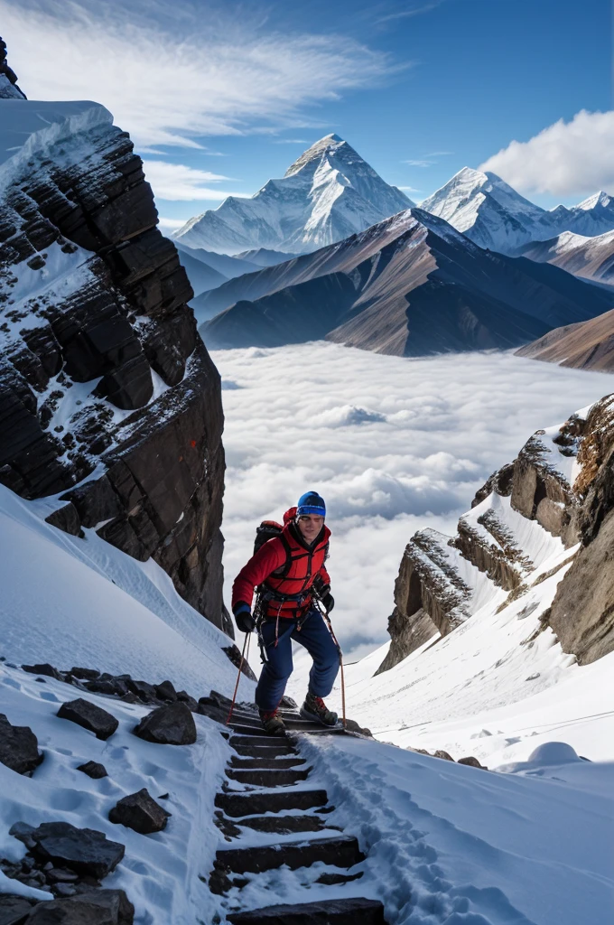 A man climb on Everest mountain 