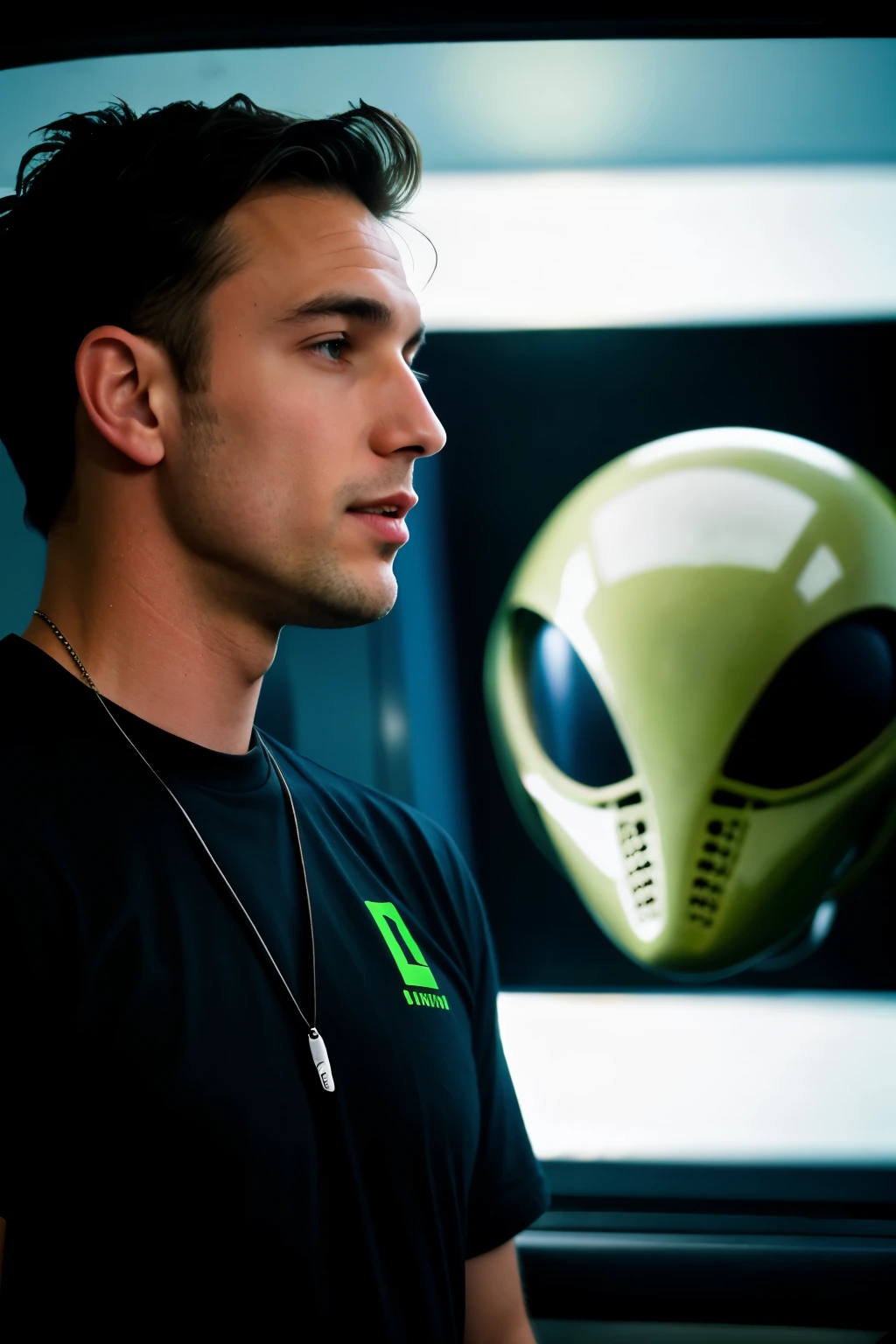 Alien Paul communicating with a human