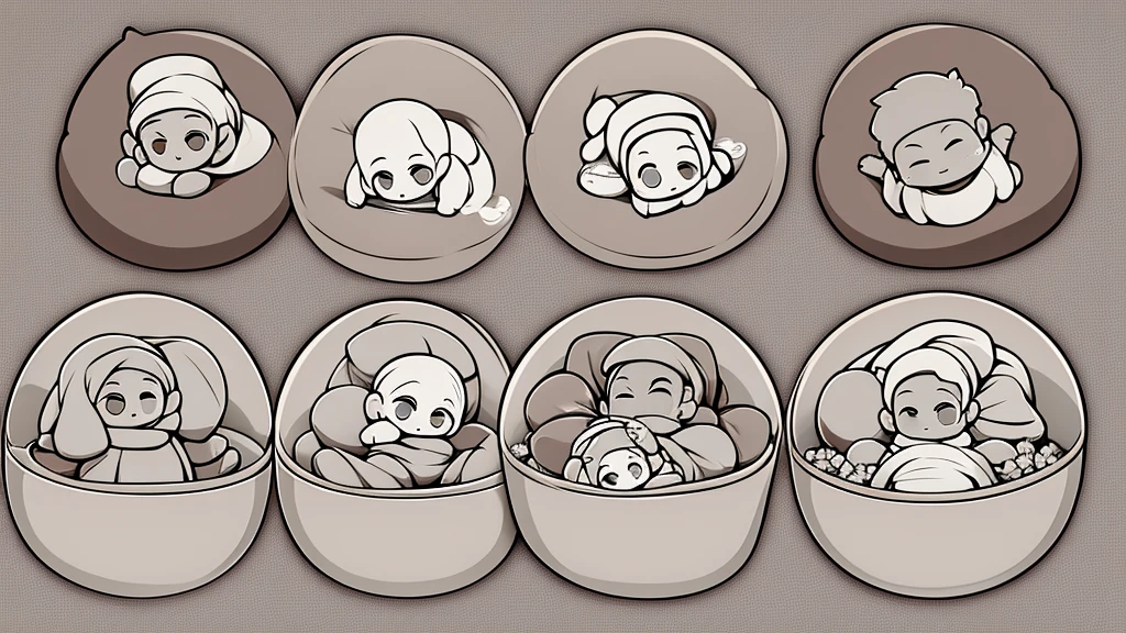 sequence of creating a baby clay man in a clay bowl ,sleeve-type overhead plane