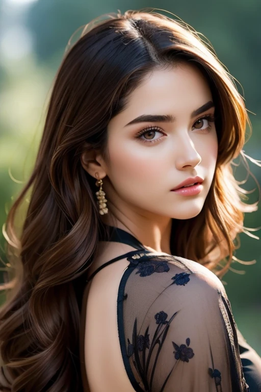 wide field of view, centred, dynamic pose, beautiful modern and elegant young woman with expressive eyes , highy detailed, 4K, hdr, sharp focus, high resolution, excellent composition, cinematic atmosphere, precise correct anatomy, aesthetic detail of the face image