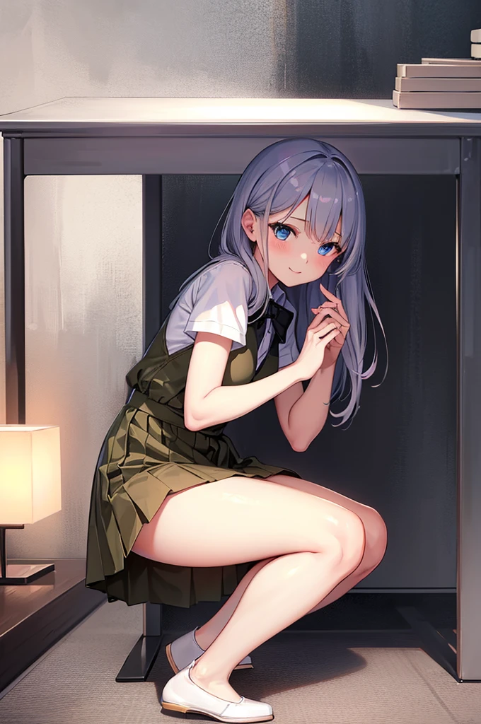 (Browsing Caution:0.99)、beautiful girl, (Roll up your skirt), Looking into the camera, Angle from below, Short skirt, Squat, A shy smile, Beautiful Skin, ((Highest quality, 16K, Tabletop: 1.3)), 1 Girl, The light shines on your face, Highly detailed face, Highly detailed lips, Beautiful Eyes、Realistic Skin、Cute design panties、shaving、Various Hair Styles、Different color uniforms、Natural clothes、Detailed panties、Spread your legs、sit、Squat、Long skirt