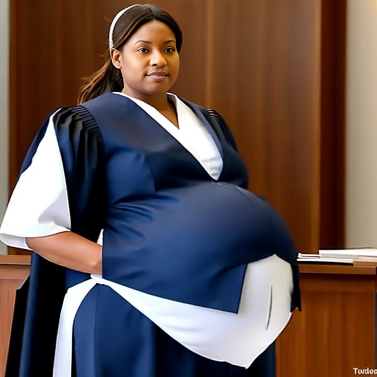 Extremely pregnant female judge