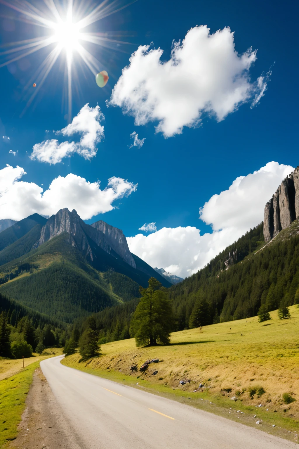A beetle got trapped in the sticky resin of a tree,
an ant, He handed it a long blade of grass and the beetle was able to free itself from the resin.. in landscape with mountains, arroyo, pines and clouds