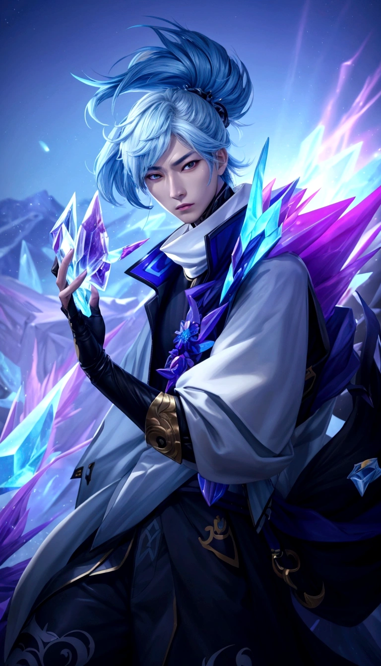 a close up of a person holding a cell phone in their hand, sakimichan frank franzzeta, heise jinyao, keqing from genshin impact, crystalline skin, zhongli from genshin impact, xqc, mobile wallpaper, this character has cryokinesis, kda, inspired by Huang Shen, icey, ice lord