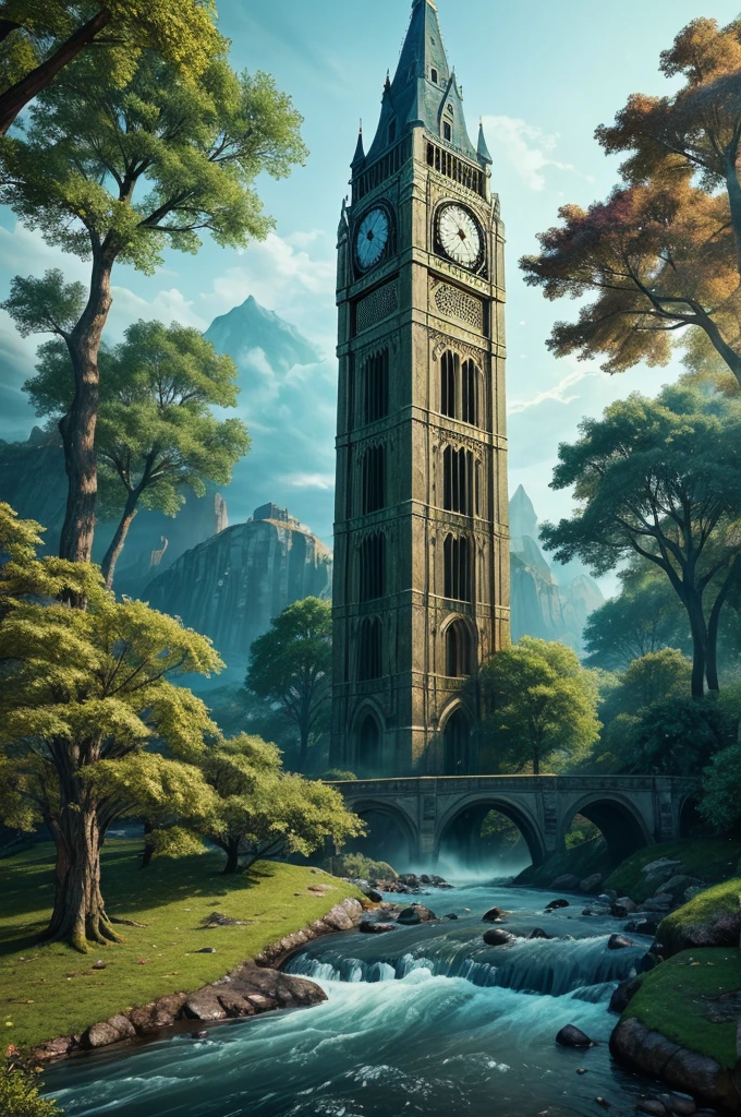 Create a surreal landscape where time flows backwards: imagine a towering clocktower with reversed clock hands, ancient trees shedding leaves that return to buds, and a river where water cascades upwards."
This prompt encourages the AI to blend elements of fantasy and reverse temporal effects into a visually stimulating scene.