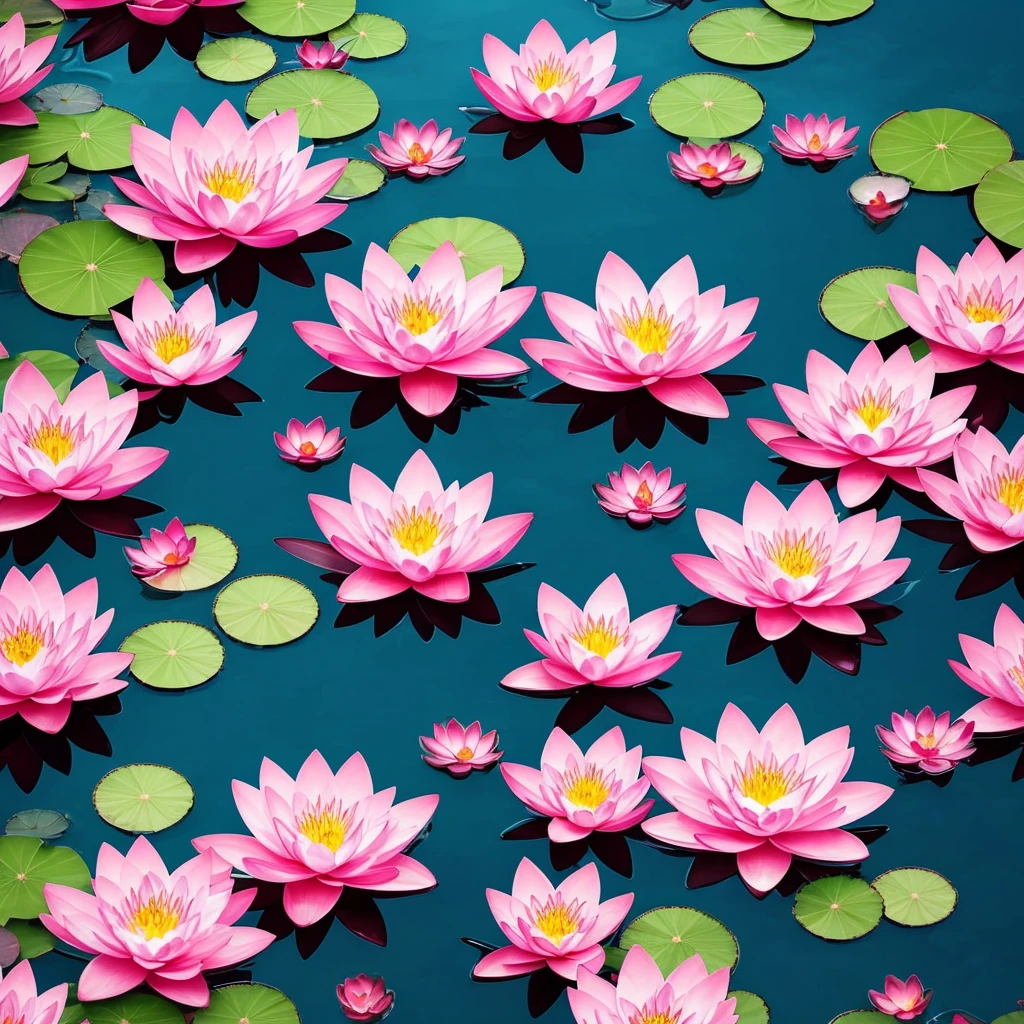 flowers floating in a pool of water with candles and water droplets, 🌺 cgsociety, beautiful depiction, beautiful illustration, by Yang J, waterlily mecha nymphaea, beautiful digital illustration, ross tran. scenic background, water lilies, beautiful digital painting, by Ni Tian, lotus flowers, with lotus flowers, beautiful artist rendering, beautiful!!! digital art