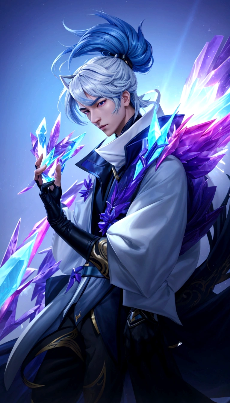 a close up of a person holding a cell phone in their hand, sakimichan frank franzzeta, heise jinyao, keqing from genshin impact, crystalline skin, zhongli from genshin impact, xqc, mobile wallpaper, this character has cryokinesis, kda, inspired by Huang Shen, icey, ice lord