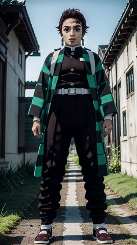 (tzl),((1boy)),male focus,((solo)),Demon Killer Uniform,ruins,dawn,
((best quality,masterpiece)),(outdoors),(full_body), standing, idle