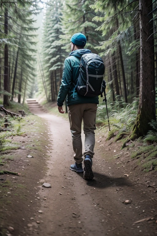 create an image of a person planning to go on a hiking trail