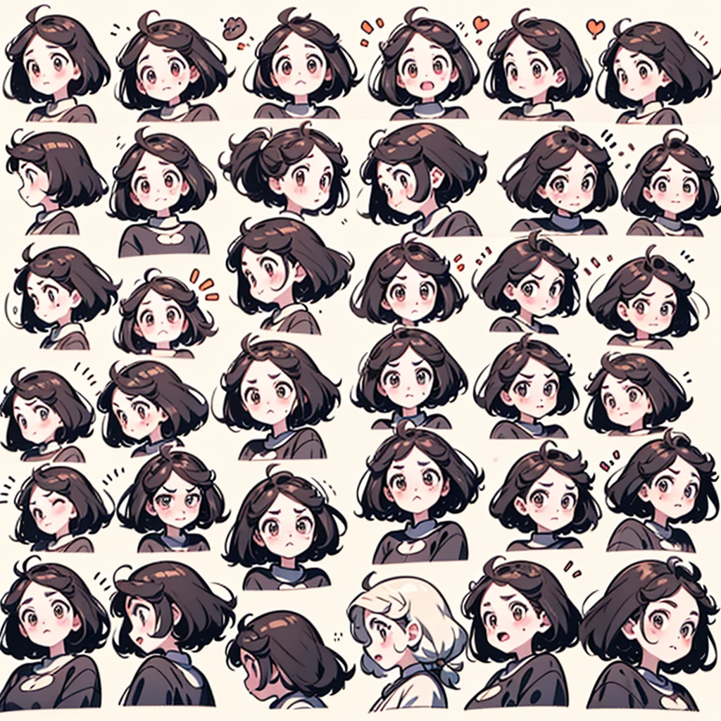 Emoji Pack，(9 Emojis，Emoji Sheet，Align the layout)，9 tables，Black Line，A variety of emotions，9 poses and expressions