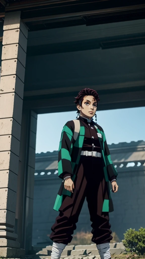 (tzl),((1boy)),male focus,((solo)),Demon Killer Uniform,ruins,dawn,
((best quality,masterpiece)),(outdoors),(full_body), standing, idle
