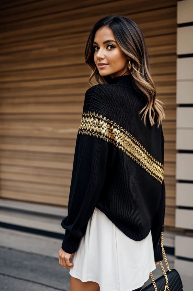 Black and gold sweater, please don't be naked