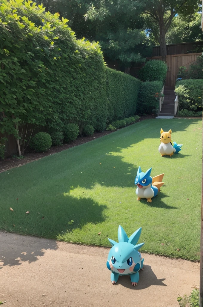 Pokémon stopping in the yard.