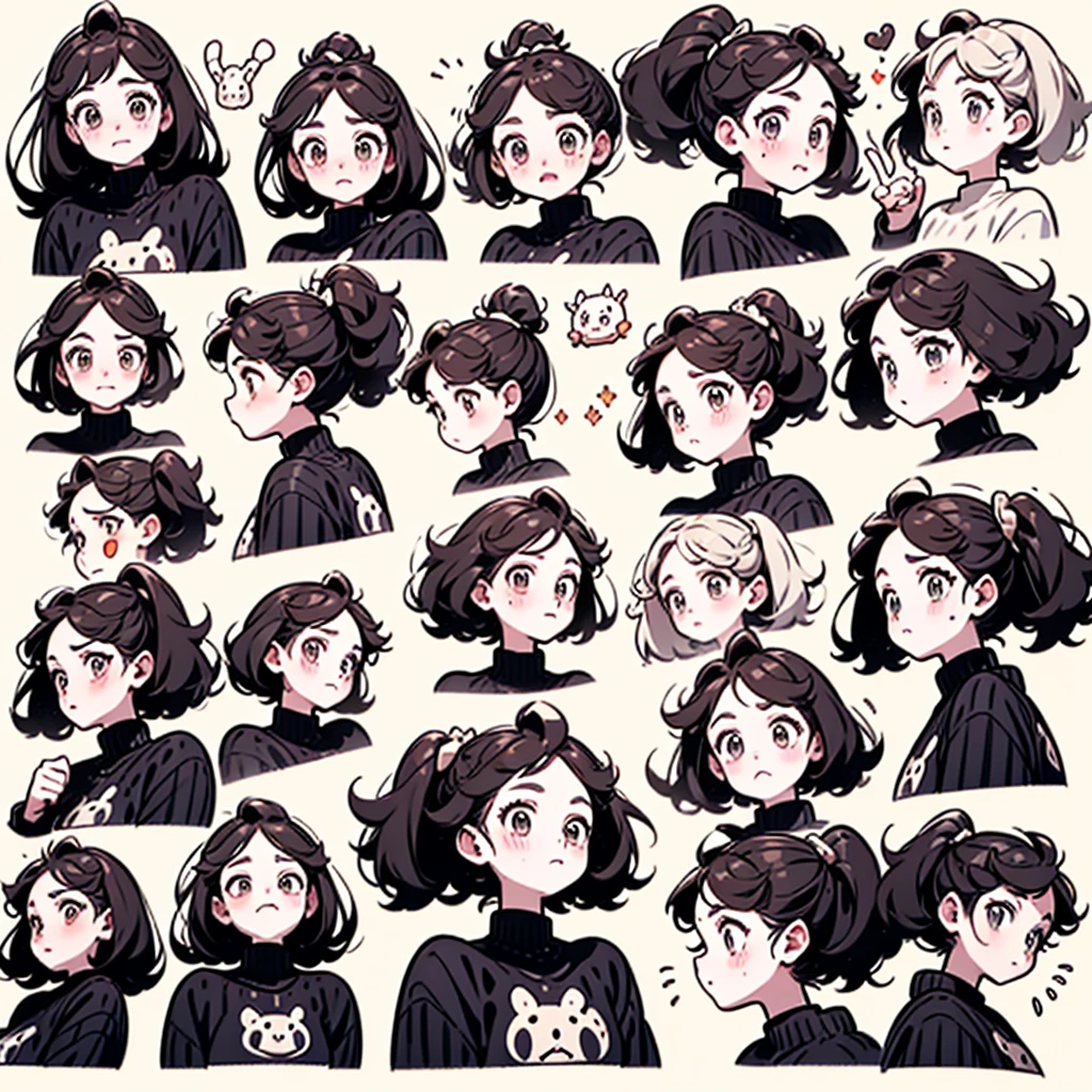 Emoji Pack,(9 Emojis,Emoji Sheet,Align the layout),9 tables,Black Line,9 poses and expressions