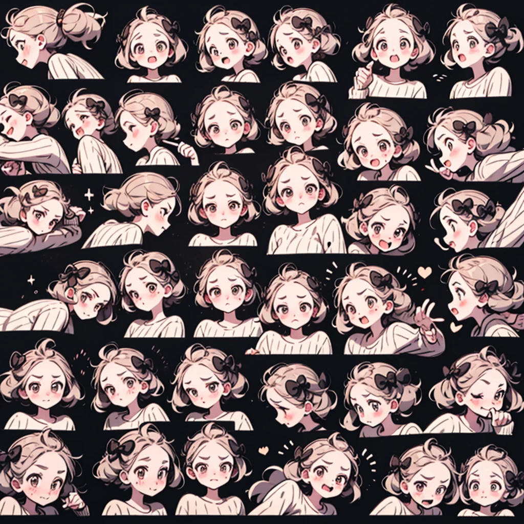 Emoji Pack，(9 Emojis，Emoji Sheet，Align the layout)，9 tables，Black Line，9 poses and expressions