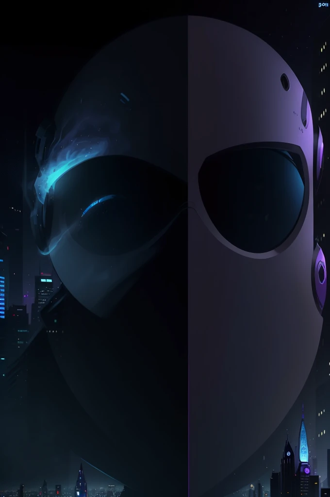 there is a photo of a blue and purple face with a city in the background, concept art inspired by Beeple, reddit, neo-dada, discordant profile photo, discord emoji, discord mod, discord moderator, profile photo 1024px, 🐋 as 🐘 as 🤖 as 👽 as 🐳, cores do bipe, hq wallpaper 4k